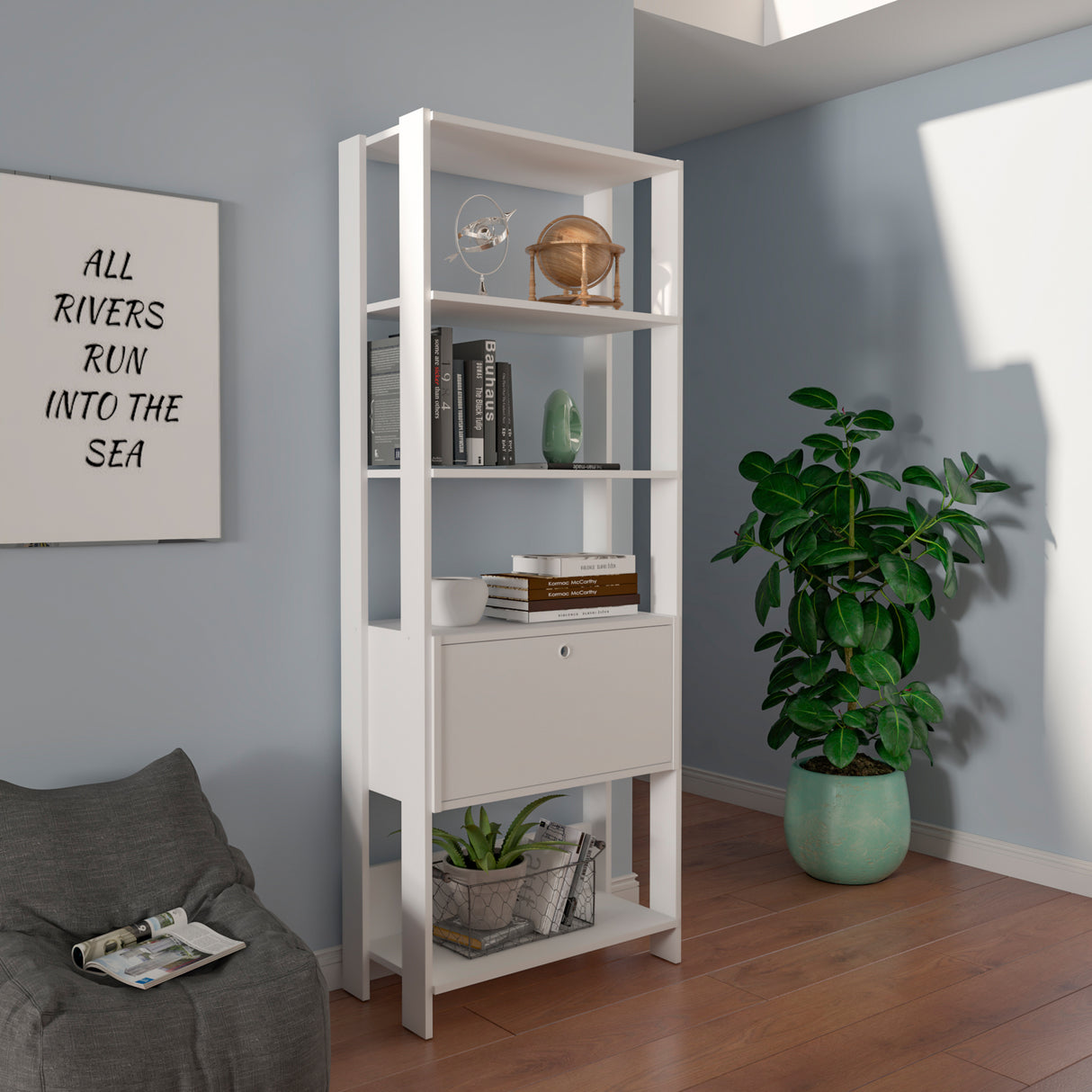 Estantería Rectangular Match Blanco 63x166cm Con Cinco Entrepaños - BIBLIOTECAS Y ESTANTERIAS | Bylmo