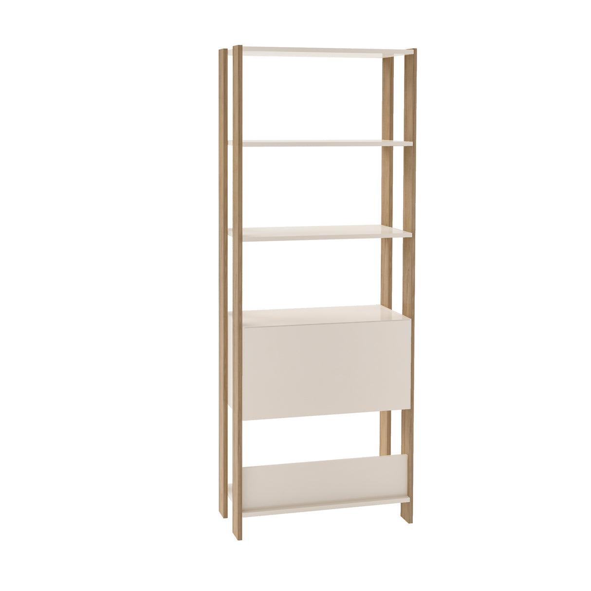 Estantería Rectangular Match Roble y Off White 63x166cm Con Cinco Entrepaños - BIBLIOTECAS Y ESTANTERIAS | Bylmo