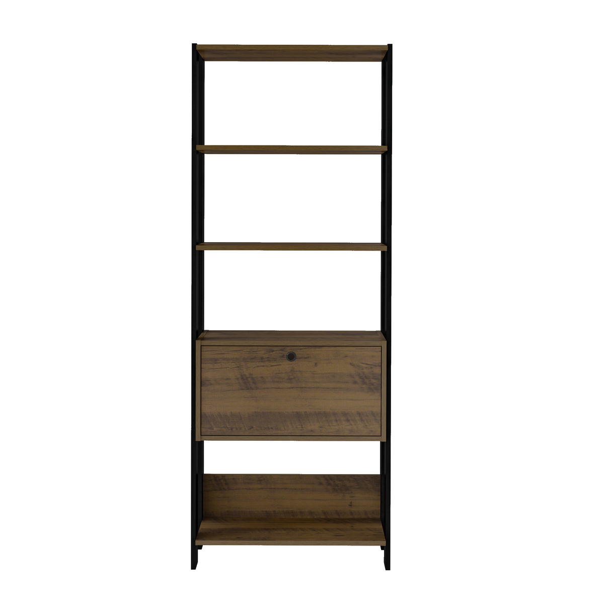 Estantería Rectangular Match Pino y Negro 63x166cm Con Cinco Entrepaños - BIBLIOTECAS Y ESTANTERIAS | Bylmo