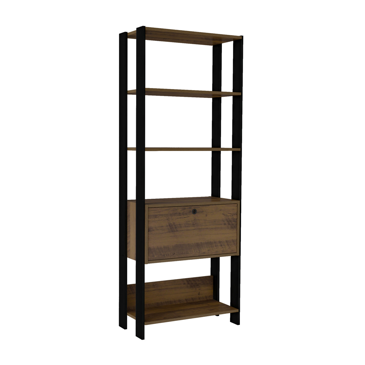 Estantería Rectangular Match Pino y Negro 63x166cm Con Cinco Entrepaños - BIBLIOTECAS Y ESTANTERIAS | Bylmo