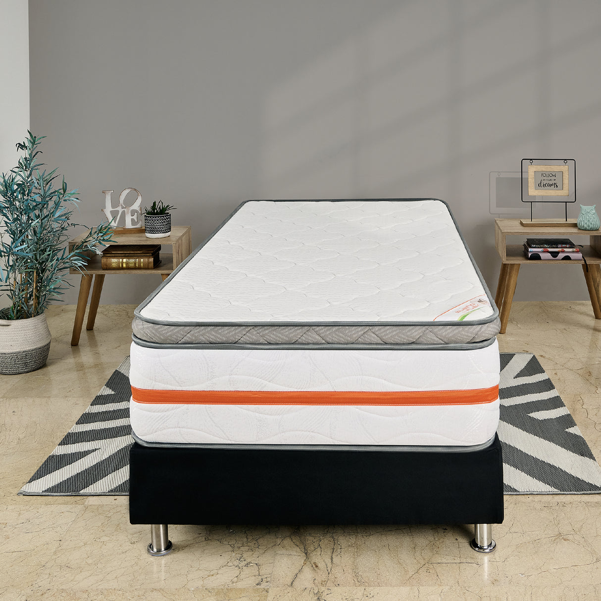 Colchón Firme Cromo Pro Blanco Sencillo 100x190cm Ortopedico con Pillow Sencillo - COLCHONES | Bylmo