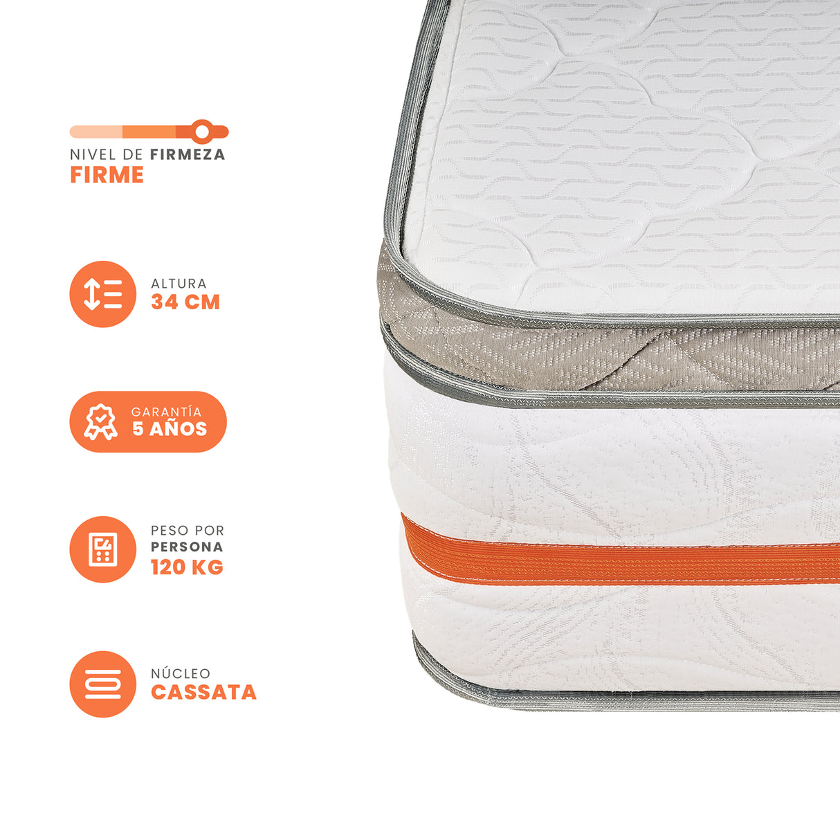 Colchón Firme Cromo Pro Blanco Sencillo 100x190cm Ortopedico con Pillow Sencillo - COLCHONES | Bylmo