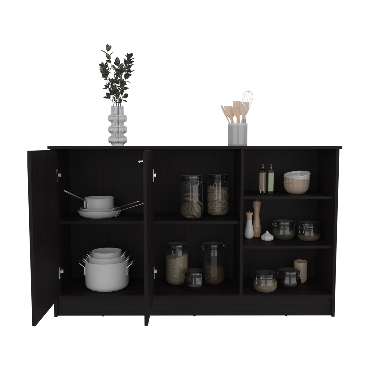 Isla de Cocina Ginger Wengue 150x90.6cm Con Seis Compartimientos - BARRAS Y MUEBLES AUXILIARES | Bylmo