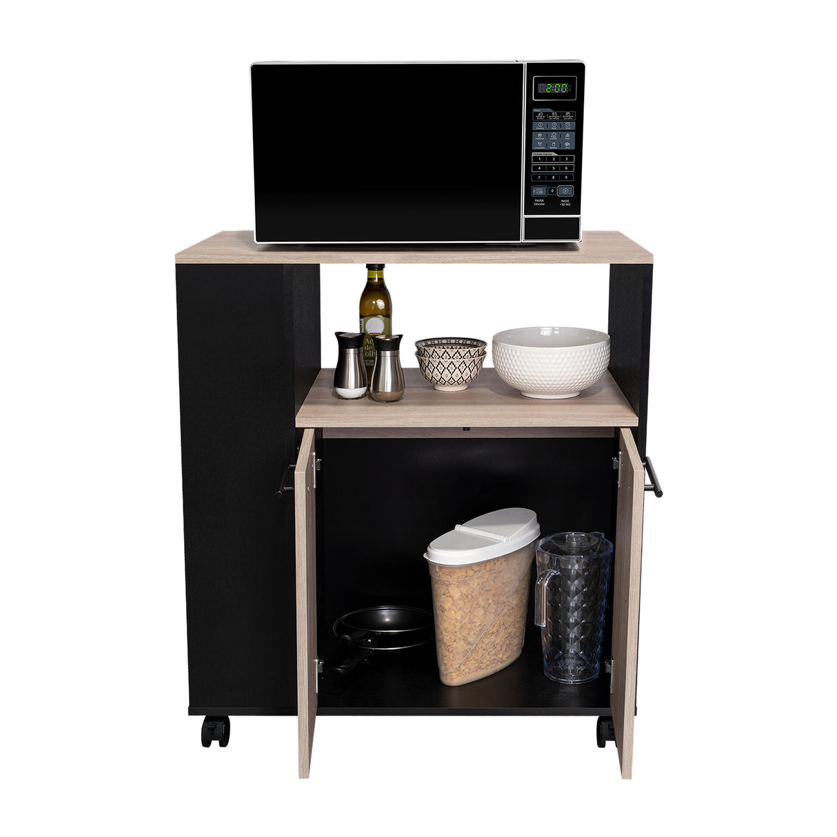 Mueble Auxiliar de Cocina Eldon Wengue y Bardolino 75x83.4cm Con Cinco Compartimientos y Con Ruedas - BARRAS Y MUEBLES AUXILIARES | Bylmo
