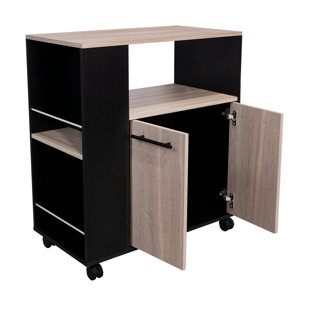 Mueble Auxiliar de Cocina Eldon Wengue y Bardolino 75x83.4cm Con Cinco Compartimientos y Con Ruedas - BARRAS Y MUEBLES AUXILIARES | Bylmo
