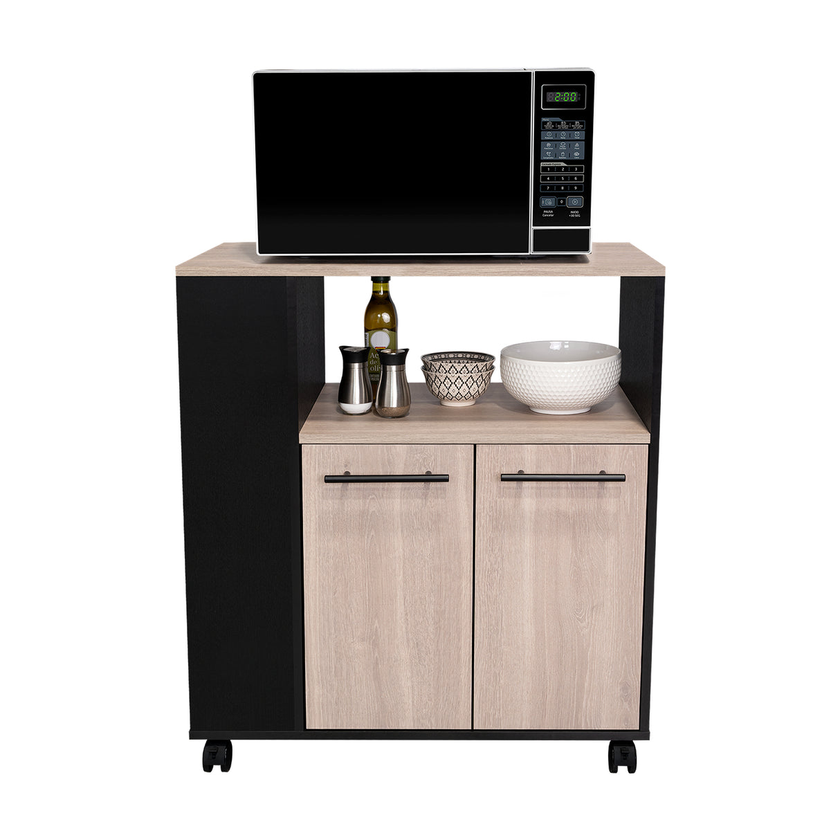Mueble Auxiliar de Cocina Eldon Wengue y Bardolino 75x83.4cm Con Cinco Compartimientos y Con Ruedas - BARRAS Y MUEBLES AUXILIARES | Bylmo