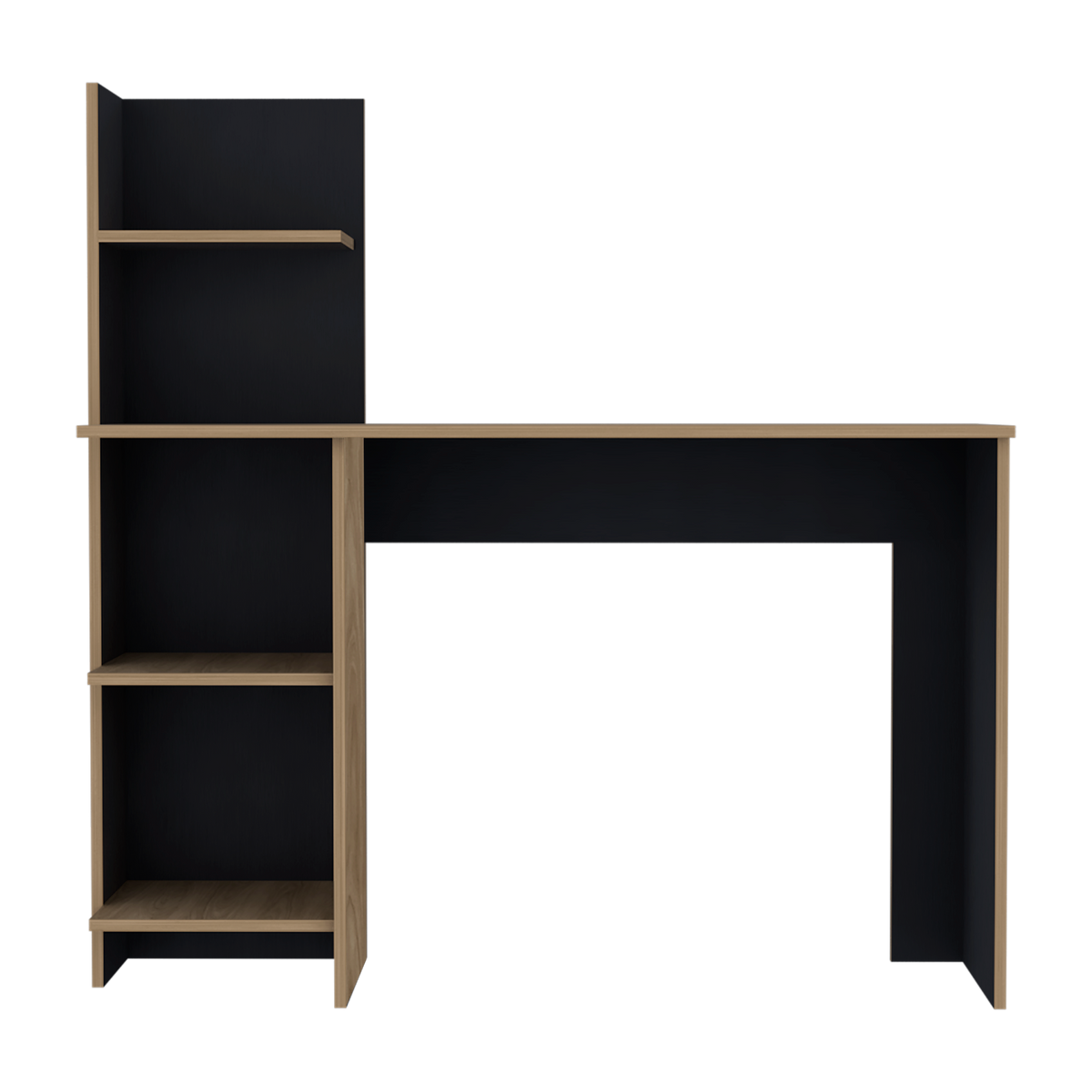 Escritorio con Biblioteca Vilna Fresno Europeo y Wengue 120x120.6cm sin Cajones