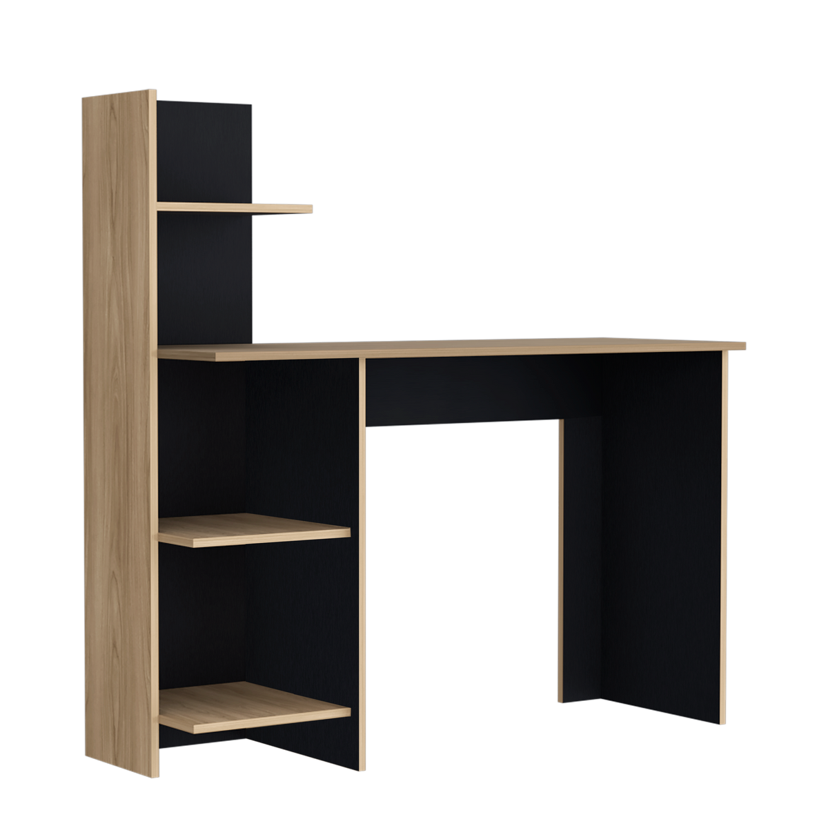 Escritorio con Biblioteca Vilna Fresno Europeo y Wengue 120x120.6cm sin Cajones