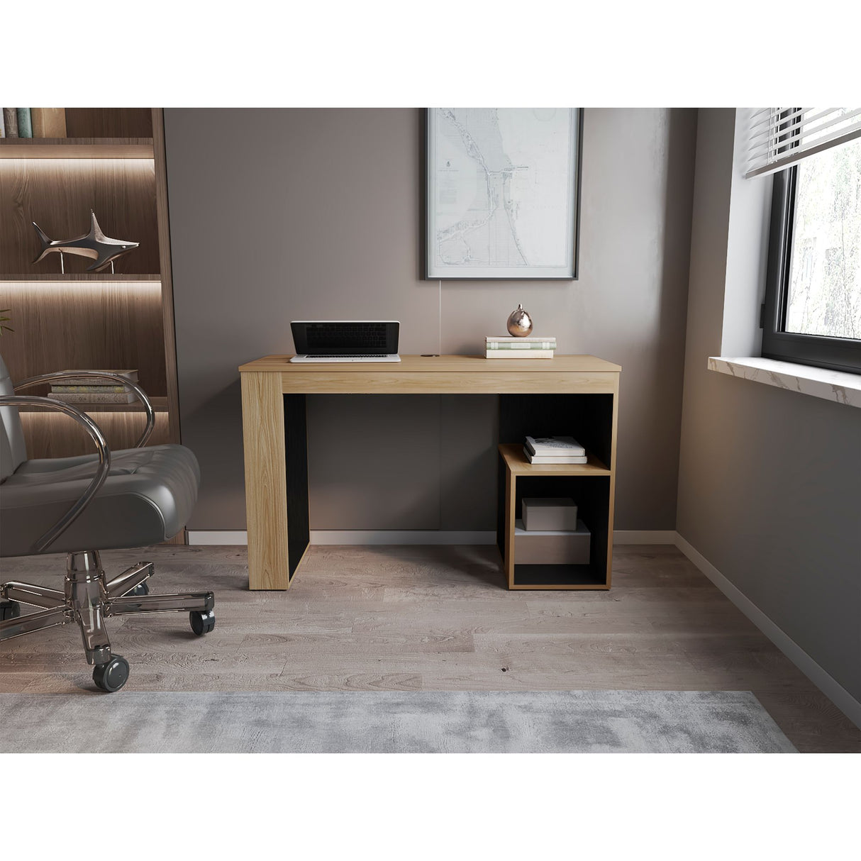 Escritorio Astana Fresno Europeo y Wengue 120x73.5cm sin Cajones - ESCRITORIOS | Bylmo