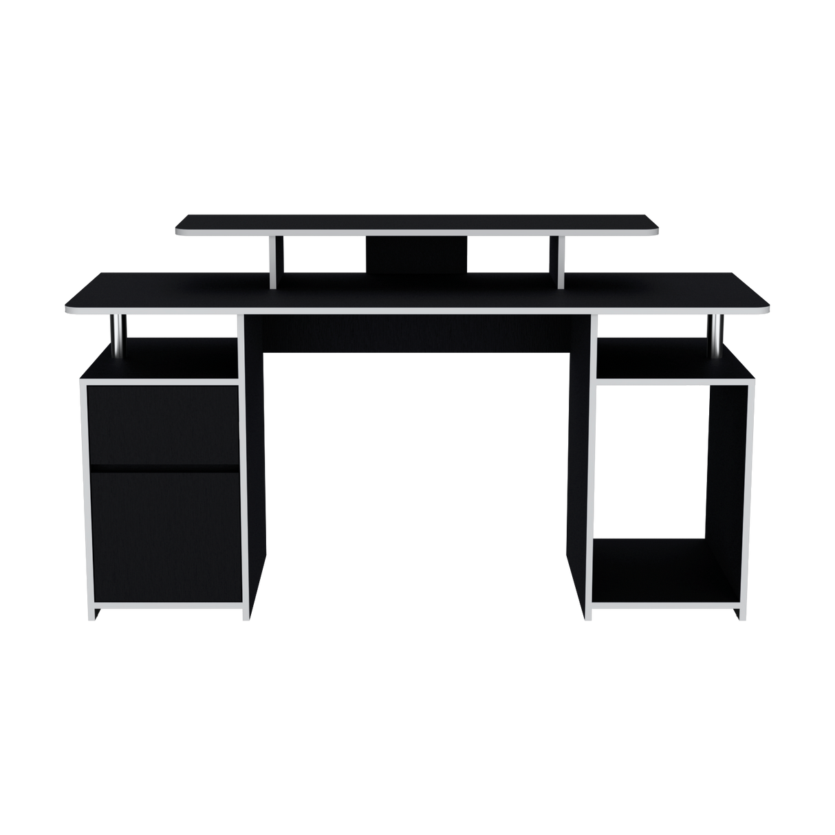 Escritorio Gamer Keria Wengue y Blanco 157x88.5cm con Un Cajón - ESCRITORIOS | Bylmo