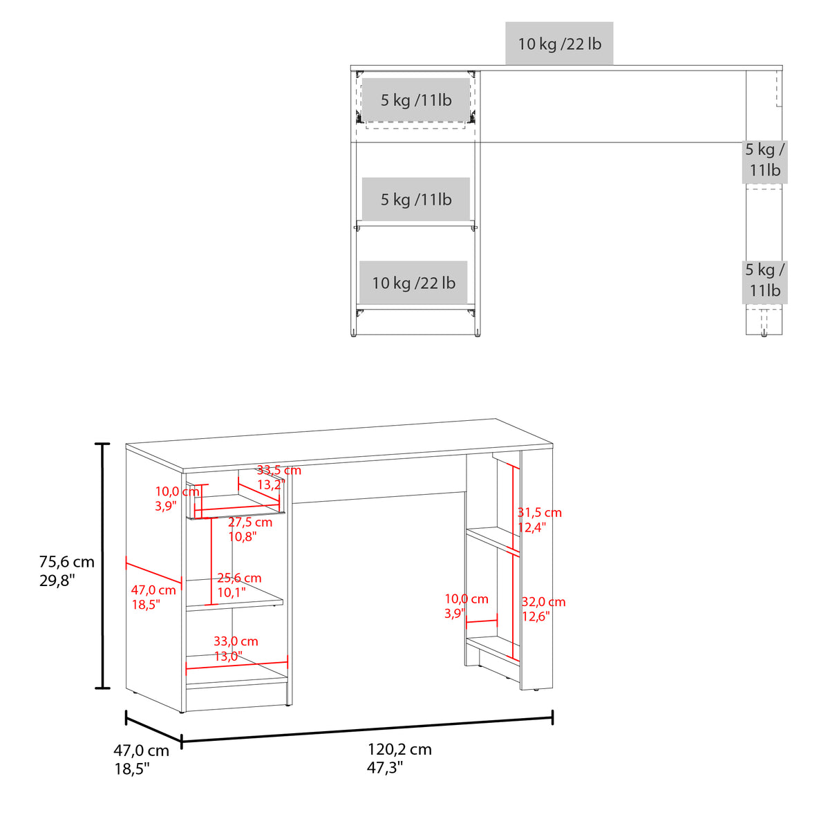 Escritorio Home Wengue 120.2x75.6cm con Un Cajón - ESCRITORIOS | Bylmo