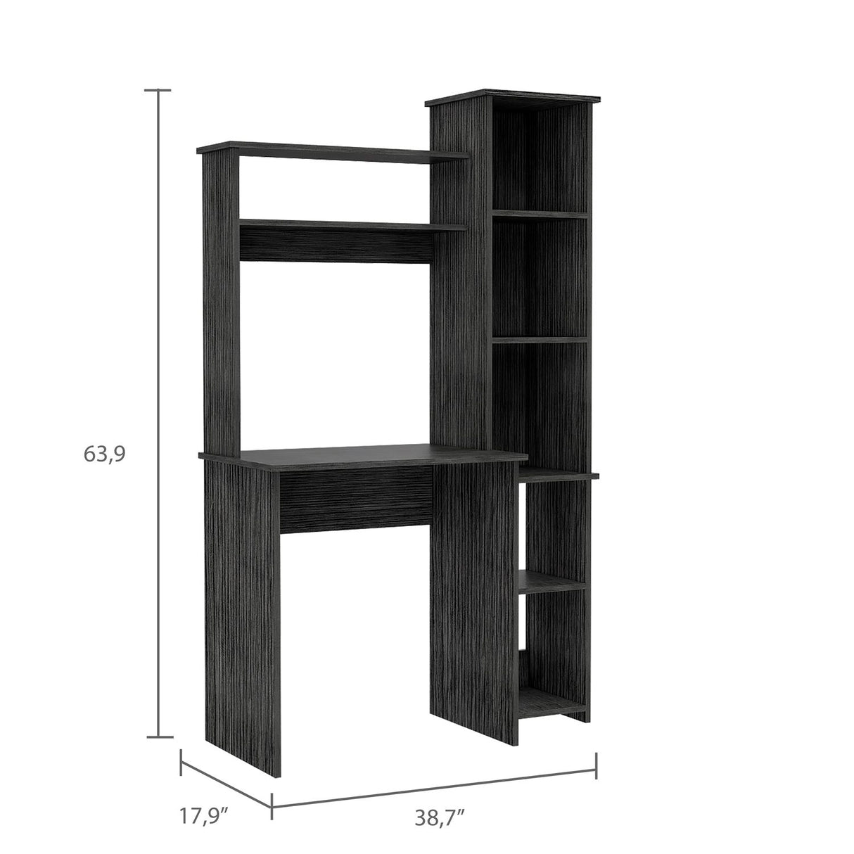 Escritorio con Biblioteca Versalles Roble Gris 98.5x162.5cm sin Cajones - ESCRITORIOS | Bylmo