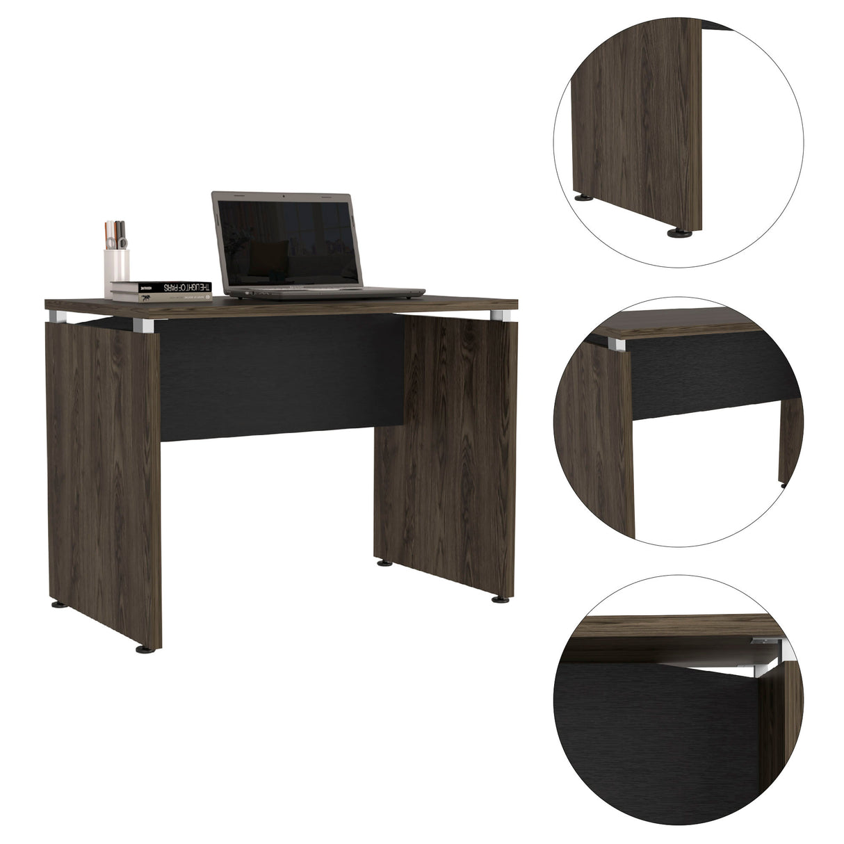 Escritorio Home Wengue y Coñac 100x75cm sin Cajones - ESCRITORIOS | Bylmo