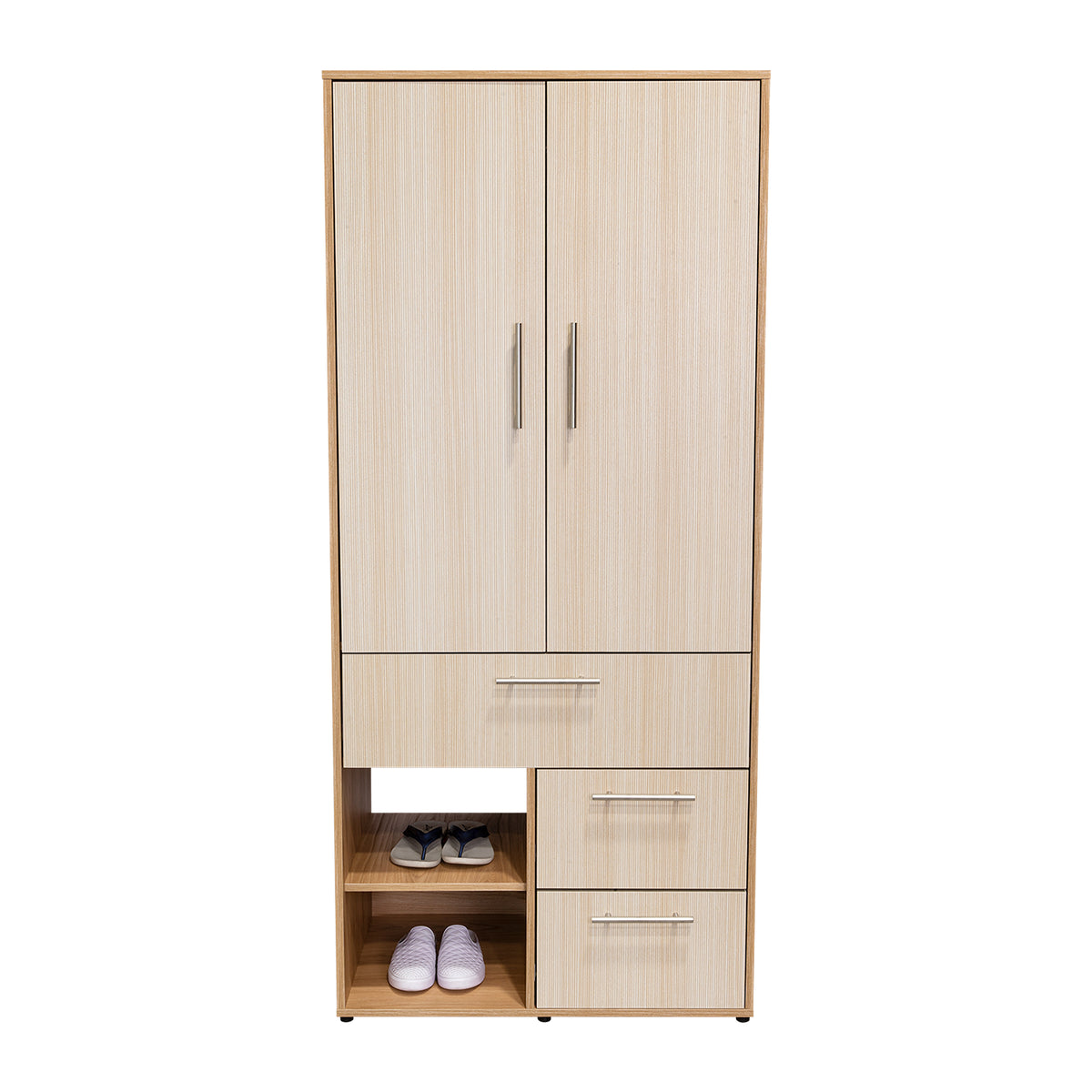 Closet Sevilla Fresno Europeo Mallado 80x180cm Con Tres Cajones y Cinco Compartimientos
