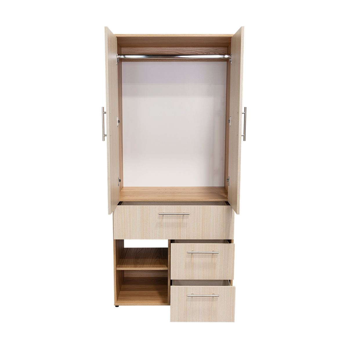 Closet Sevilla Fresno Europeo Mallado 80x180cm Con Tres Cajones y Cinco Compartimientos