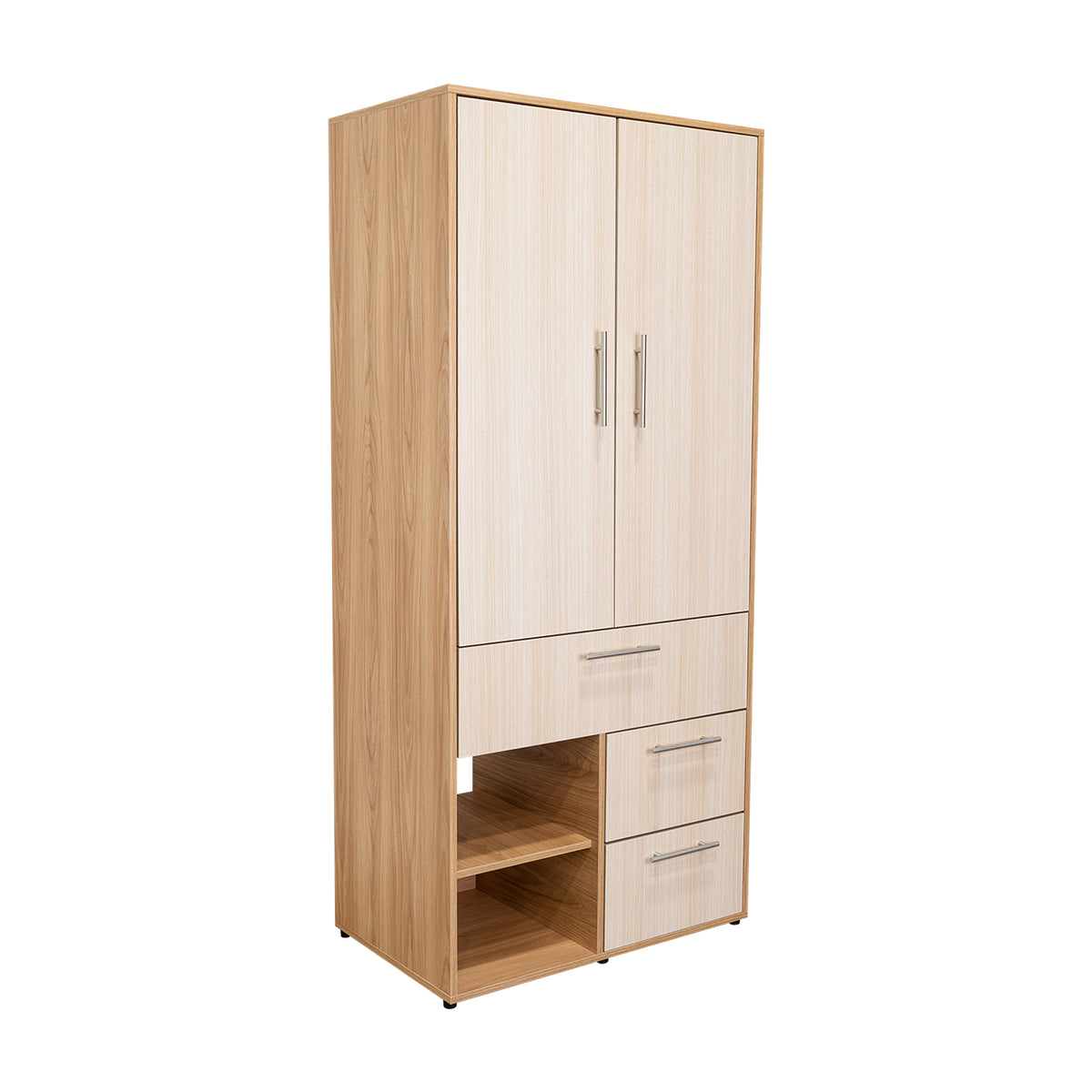 Closet Sevilla Fresno Europeo Mallado 80x180cm Con Tres Cajones y Cinco Compartimientos