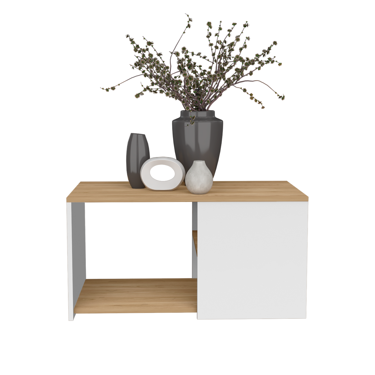 Mesa de Centro Adele Blanco y Fresno 80.1x42.1cm Rectangular con Compartimientos - MESAS DE CENTRO | Bylmo