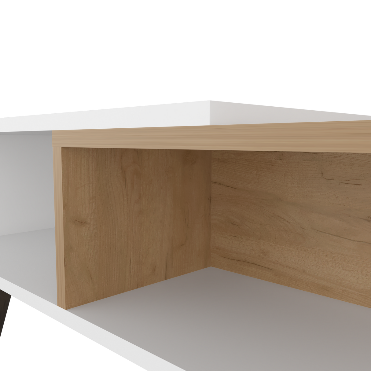 Mesa de Centro Aranjuez Blanco y Fresno 75x39.5cm Rectangular con Compartimientos y con Patas - MESAS DE CENTRO | Bylmo