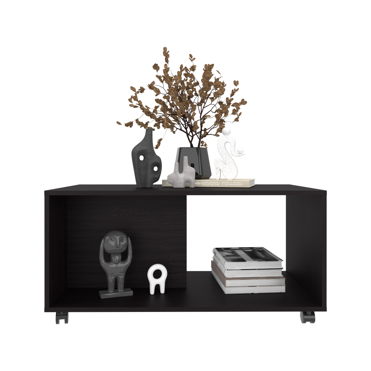 Mesa de Centro Patrick Wengue 92x45.1cm Rectangular con Compartimientos y con De Ruedas - MESAS DE CENTRO | Bylmo