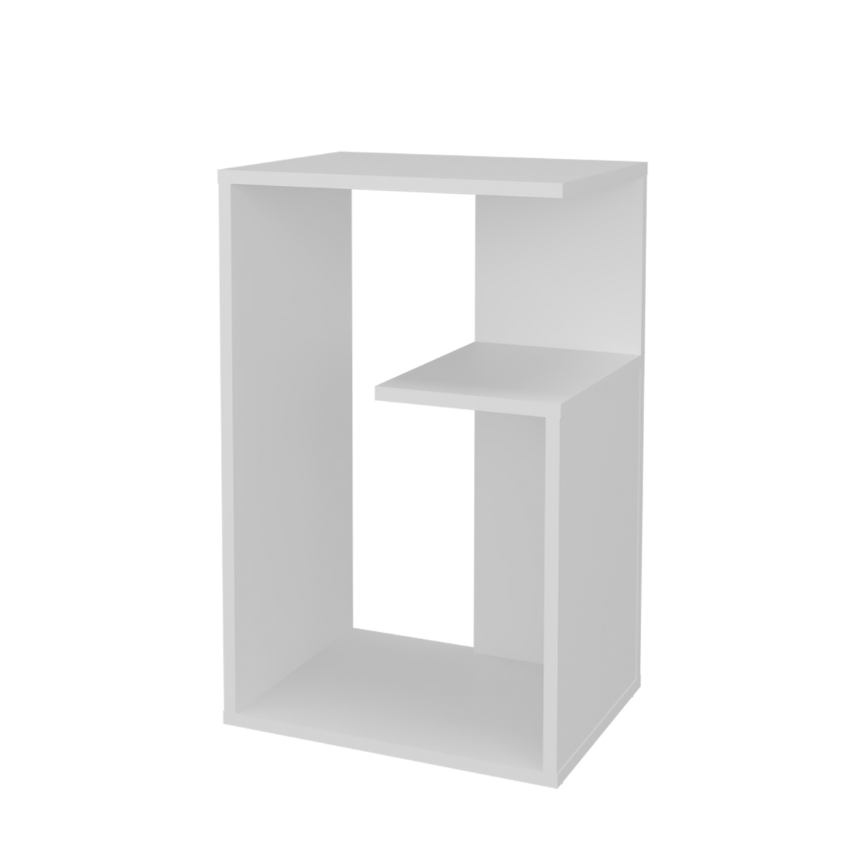 Mesa Auxiliar Everett Blanco 39.8x63.4cm Rectangular con Dos Compartimientos - MESAS AUXILIARES | Bylmo