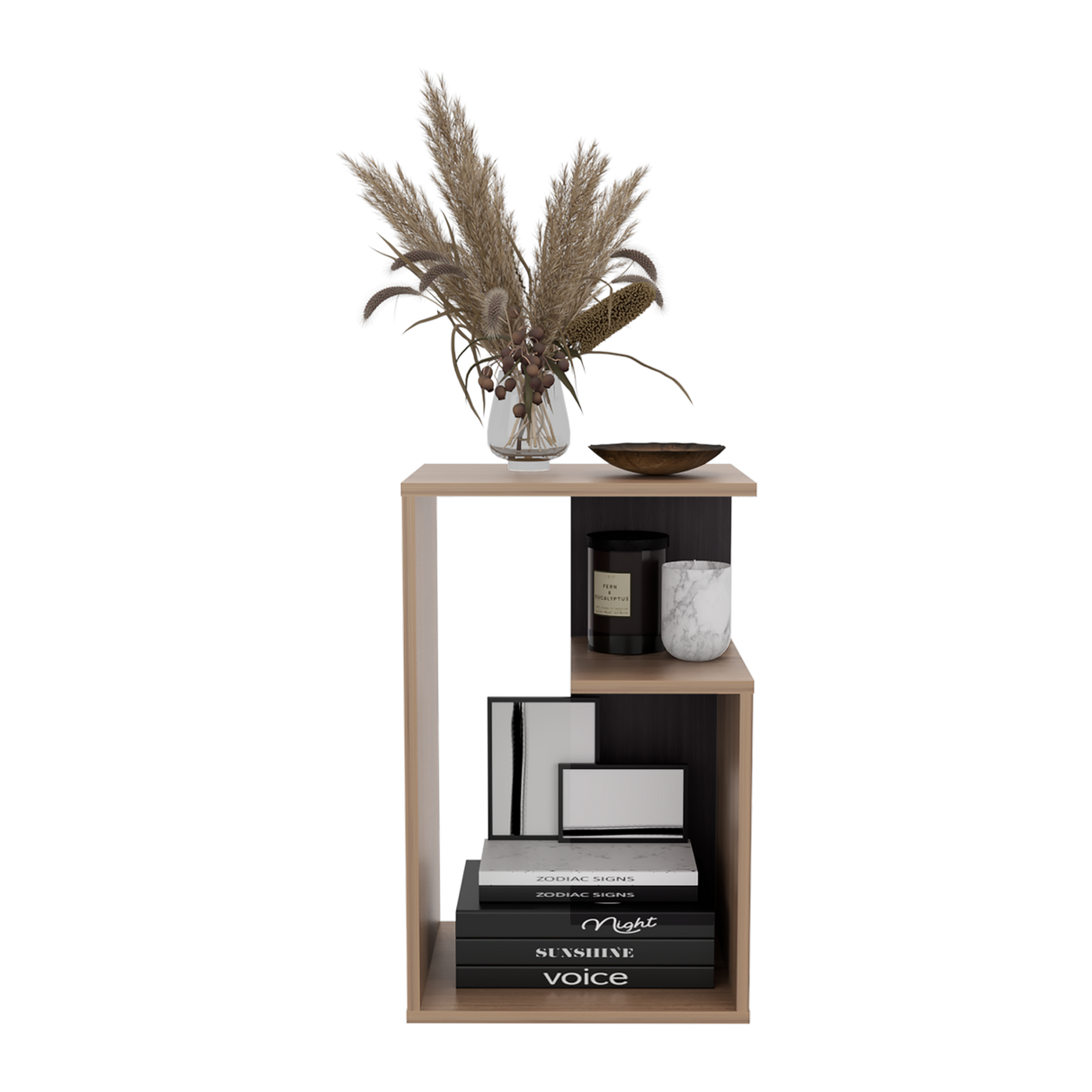 Mesa Auxiliar Everett Cafe Expreso y Wengue 39.8x63.4cm Rectangular con Dos Compartimientos - MESAS AUXILIARES | Bylmo