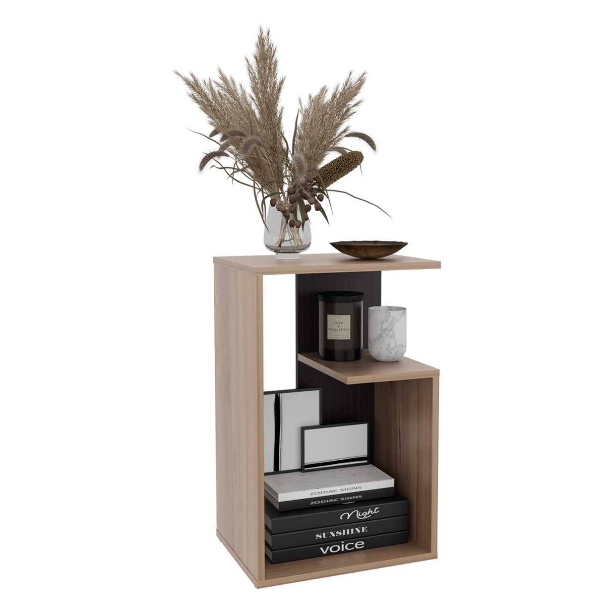 Mesa Auxiliar Everett Cafe Expreso y Wengue 39.8x63.4cm Rectangular con Dos Compartimientos - MESAS AUXILIARES | Bylmo