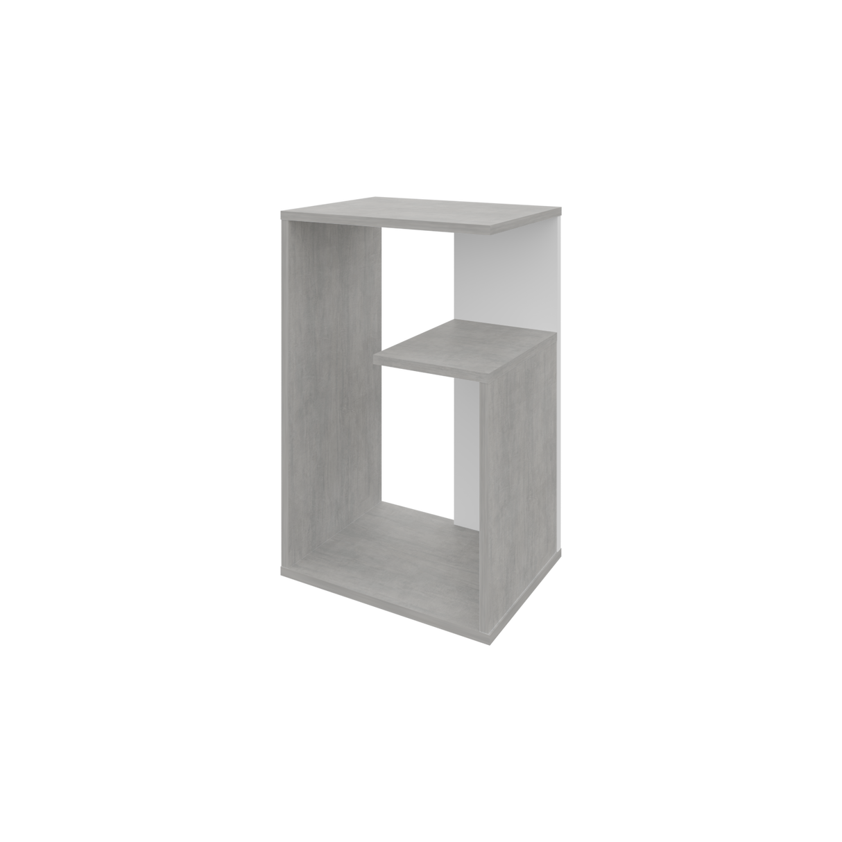 Mesa Auxiliar Everett Cemento y Blanco 39.8x63.4cm Rectangular con Dos Compartimientos - MESAS AUXILIARES | Bylmo