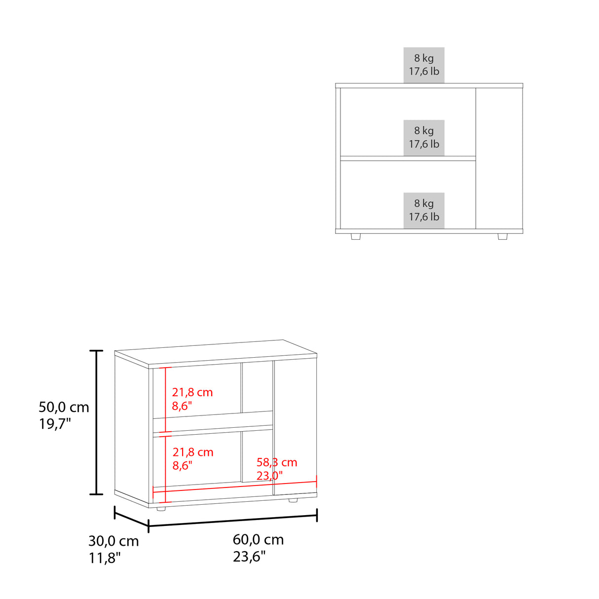 Mueble Auxiliar Garden Blanco 60x50cm Rectangular con Dos Compartimientos - MESAS AUXILIARES | Bylmo