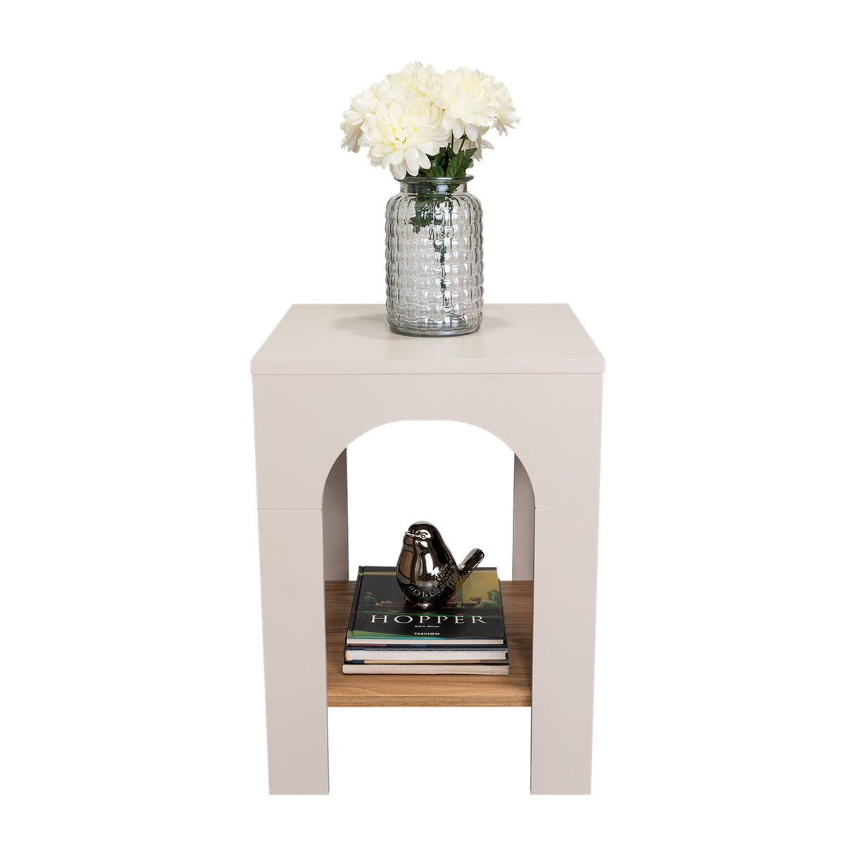 Mesa Auxiliar Aira Capri y Fresno Europeo 37.5x52cm Rectangular con Dos Compartimientos - MESAS AUXILIARES | Bylmo
