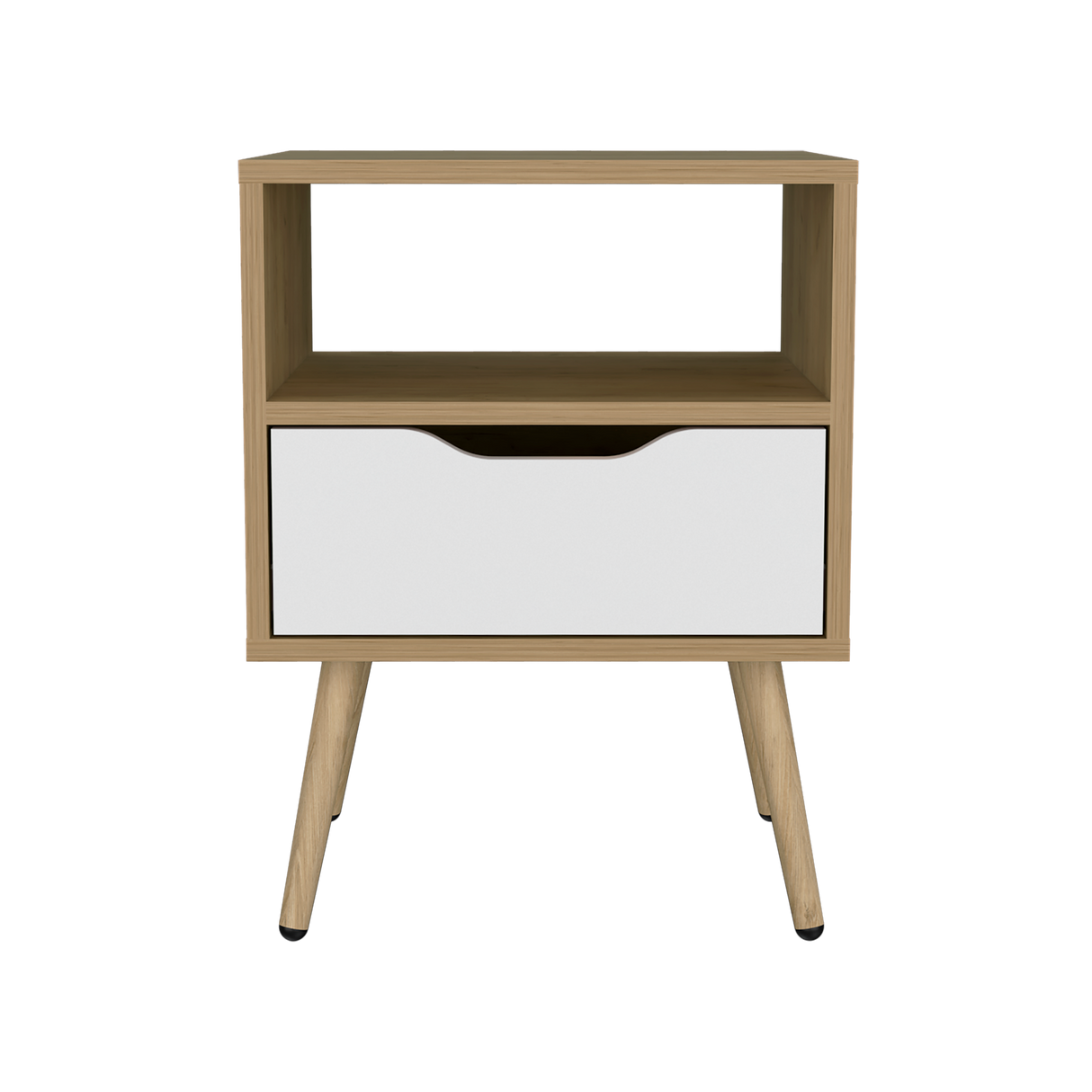 Mesa de Noche Wende Blanco y Fresno Europeo 40x43cm con Un Cajón - MESAS DE NOCHE | Bylmo