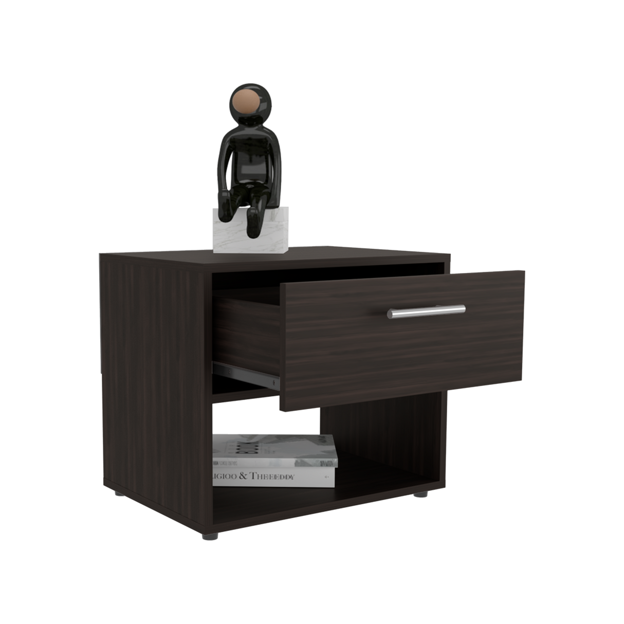 Mesa de Noche Alpine Nogal 53x45.9cm con Un Cajón - MESAS DE NOCHE | Bylmo