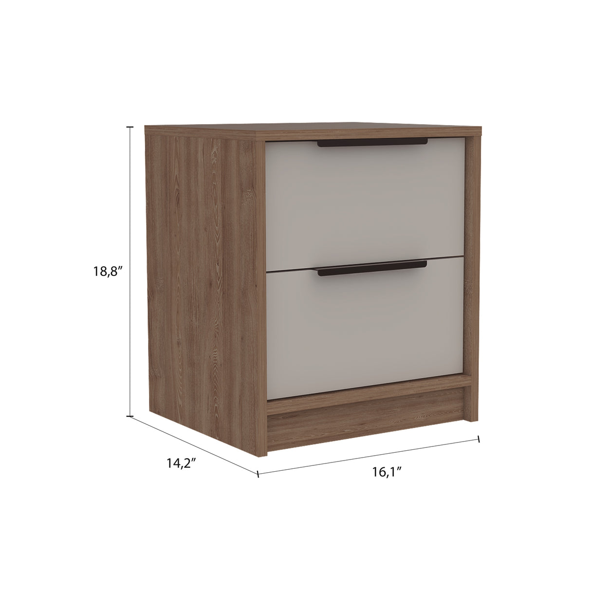Mesa de Noche Kaia Miel y Blanco 41x48cm con Dos Cajones - MESAS DE NOCHE | Bylmo