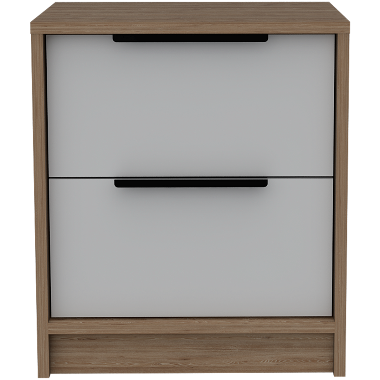 Mesa de Noche Kaia Miel y Blanco 41x48cm con Dos Cajones - MESAS DE NOCHE | Bylmo