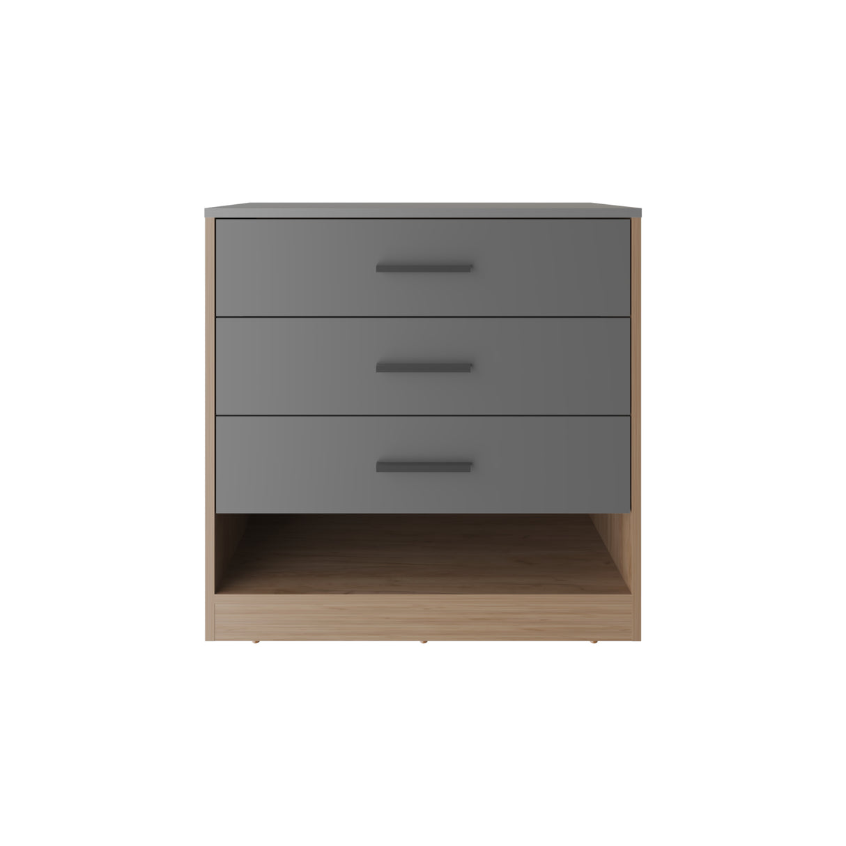 Cajonera Alder Plomo y Fresno Europeo 70x70cm con Tres Cajones - CAJONERAS Y COMODAS | Bylmo