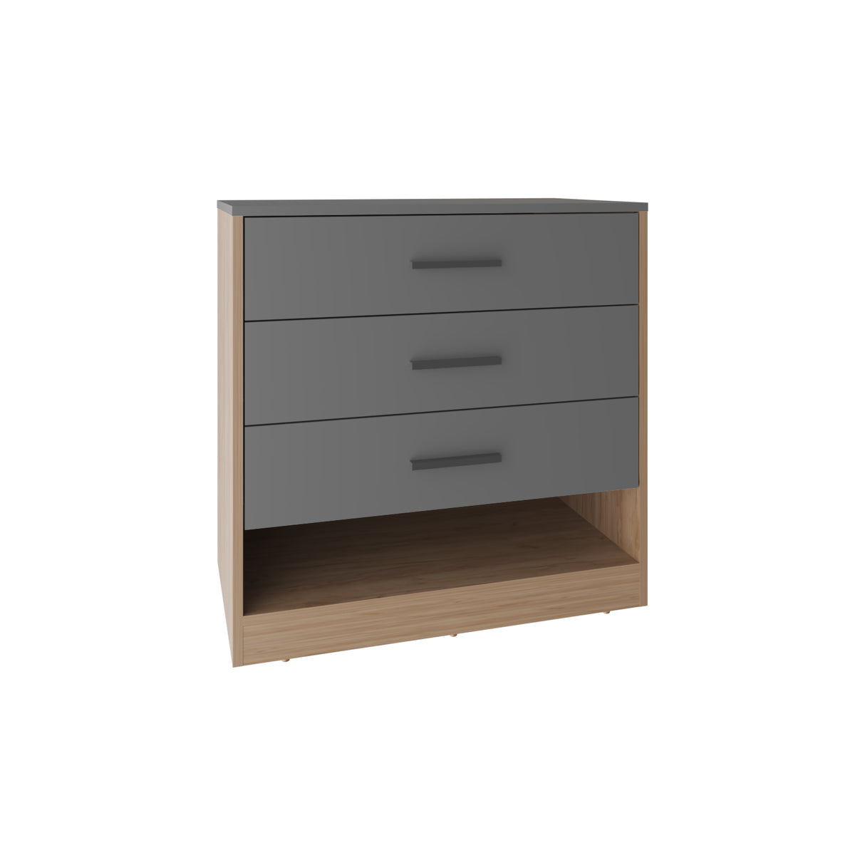 Cajonera Alder Plomo y Fresno Europeo 70x70cm con Tres Cajones - CAJONERAS Y COMODAS | Bylmo