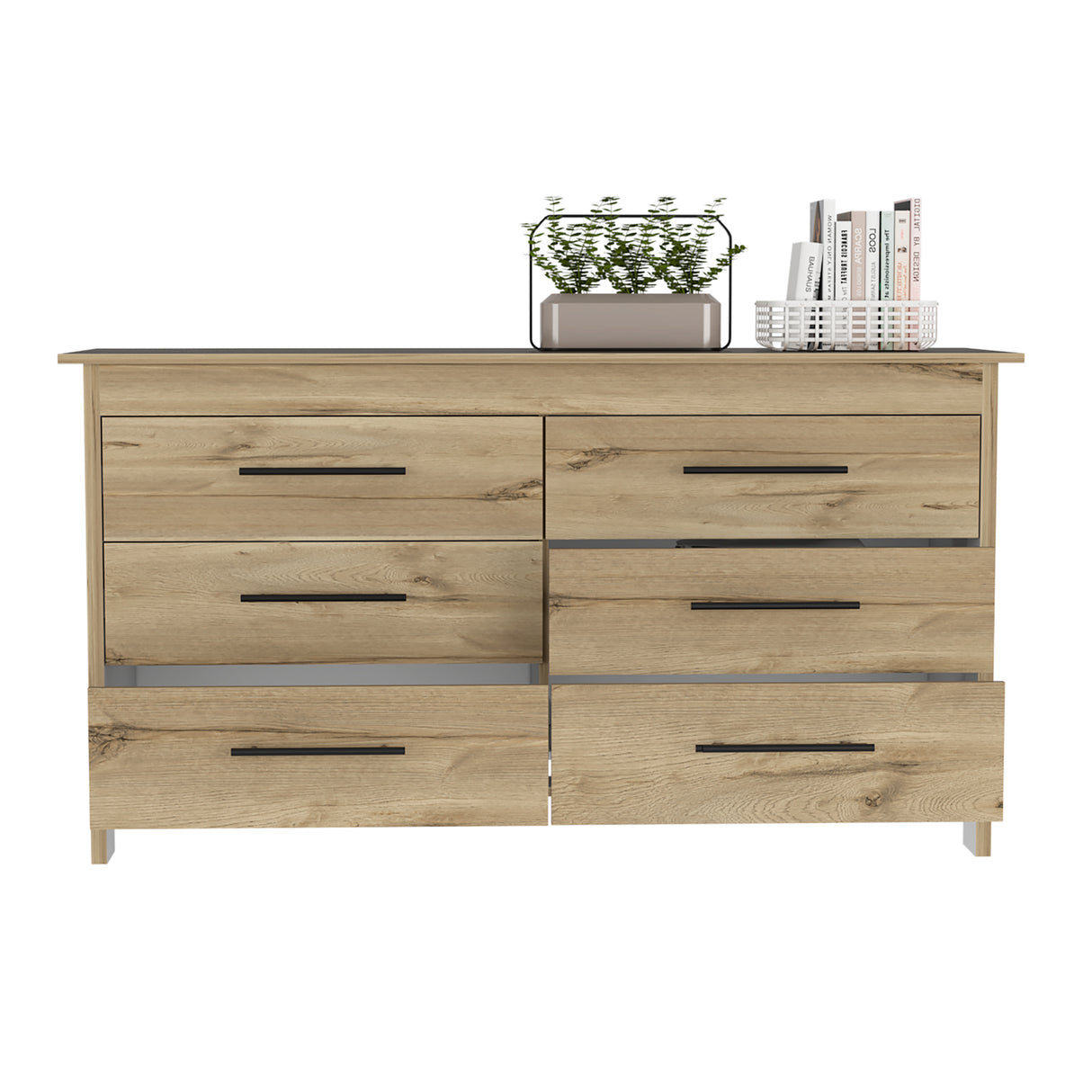 Cajonera HMS Duna y Wengue 149.5x80.6cm con Seis Cajones - CAJONERAS Y COMODAS | Bylmo