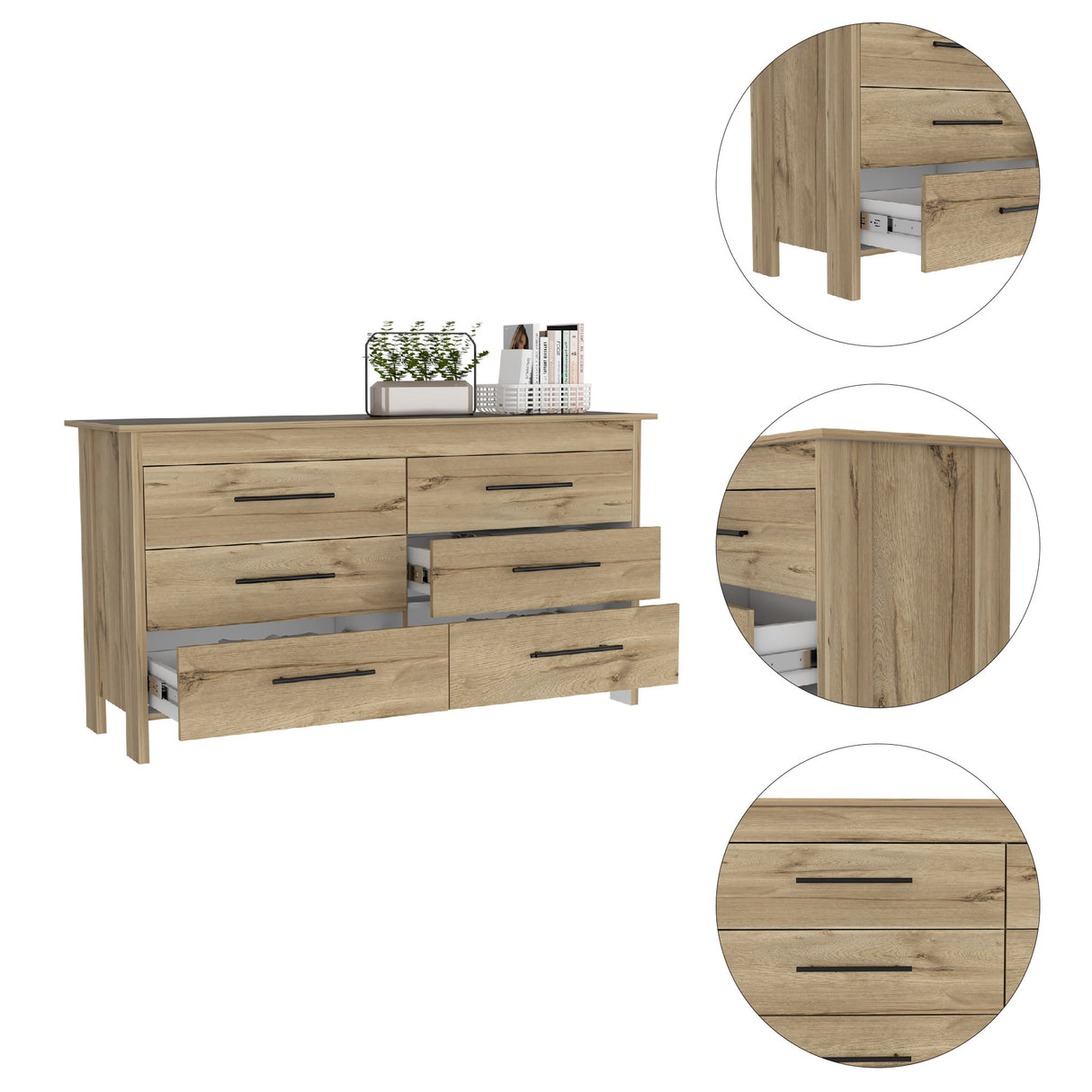 Cajonera HMS Duna y Wengue 149.5x80.6cm con Seis Cajones - CAJONERAS Y COMODAS | Bylmo