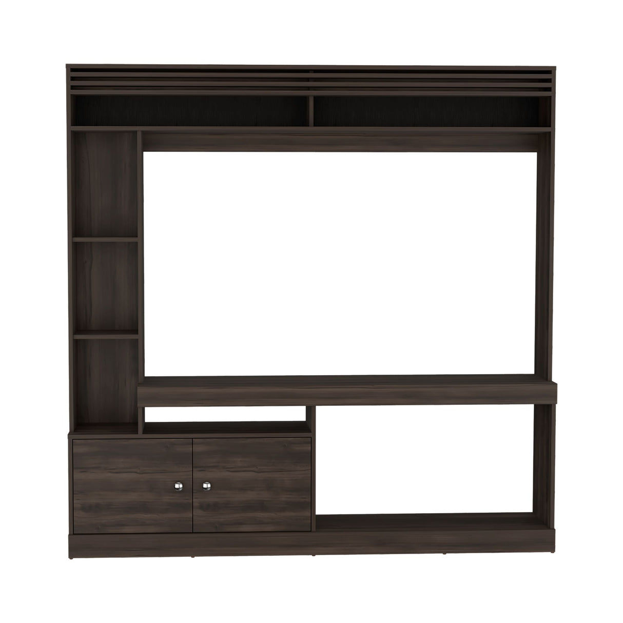 Centro de Entretenimiento Dante Nogal 180x180.6cm Para TV Hasta 55 Pulgadas - MUEBLES DE TV | Bylmo