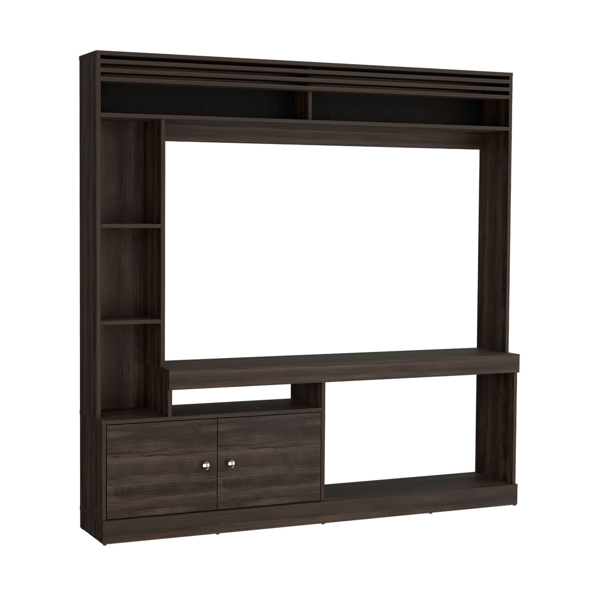 Centro de Entretenimiento Dante Nogal 180x180.6cm Para TV Hasta 55 Pulgadas - MUEBLES DE TV | Bylmo