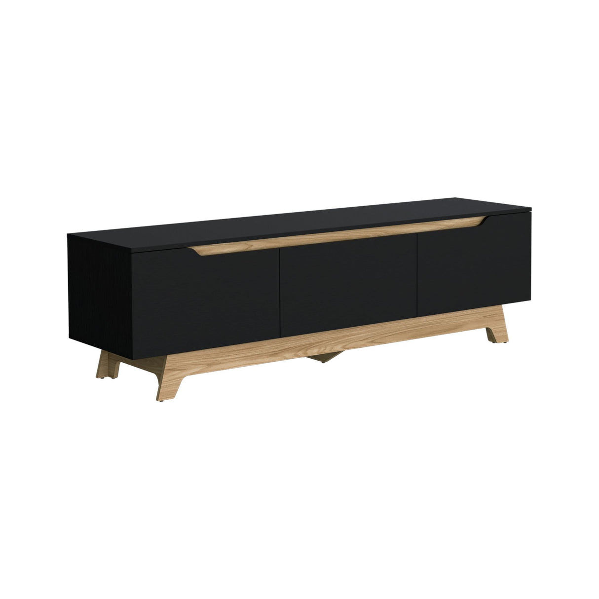 Centro de Entretenimiento Woodall Wengue y Fresno Europeo 180.6x53cm Para TV Hasta 80 Pulgadas - MUEBLES DE TV | Bylmo
