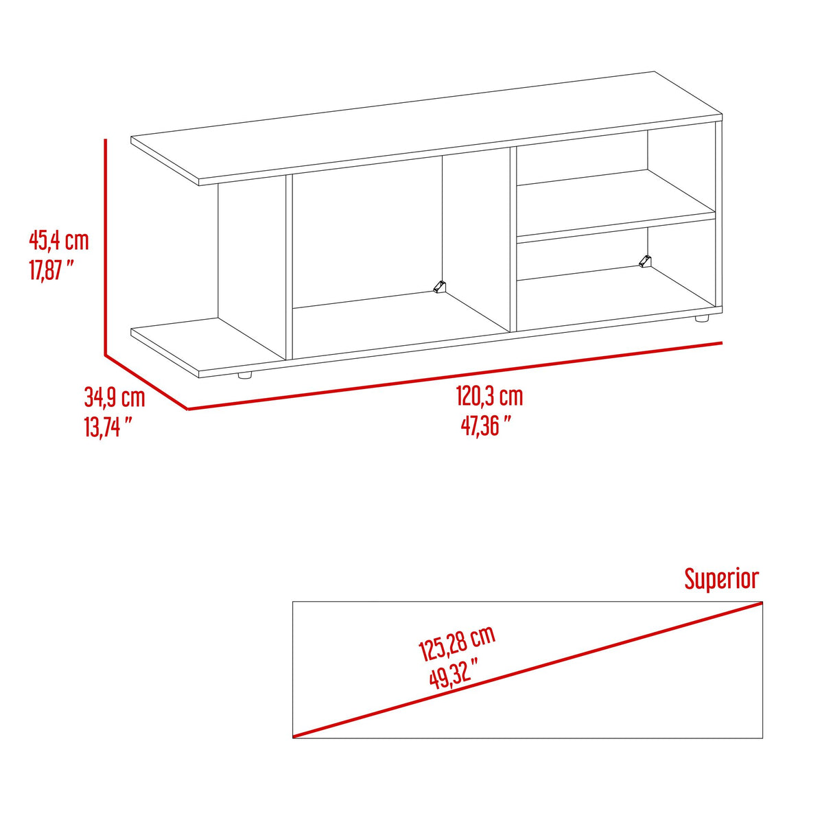 Rack de TV GoodWood Nogal 120.3x45.4cm Para TV Hasta 50 Pulgadas - MUEBLES DE TV | Bylmo