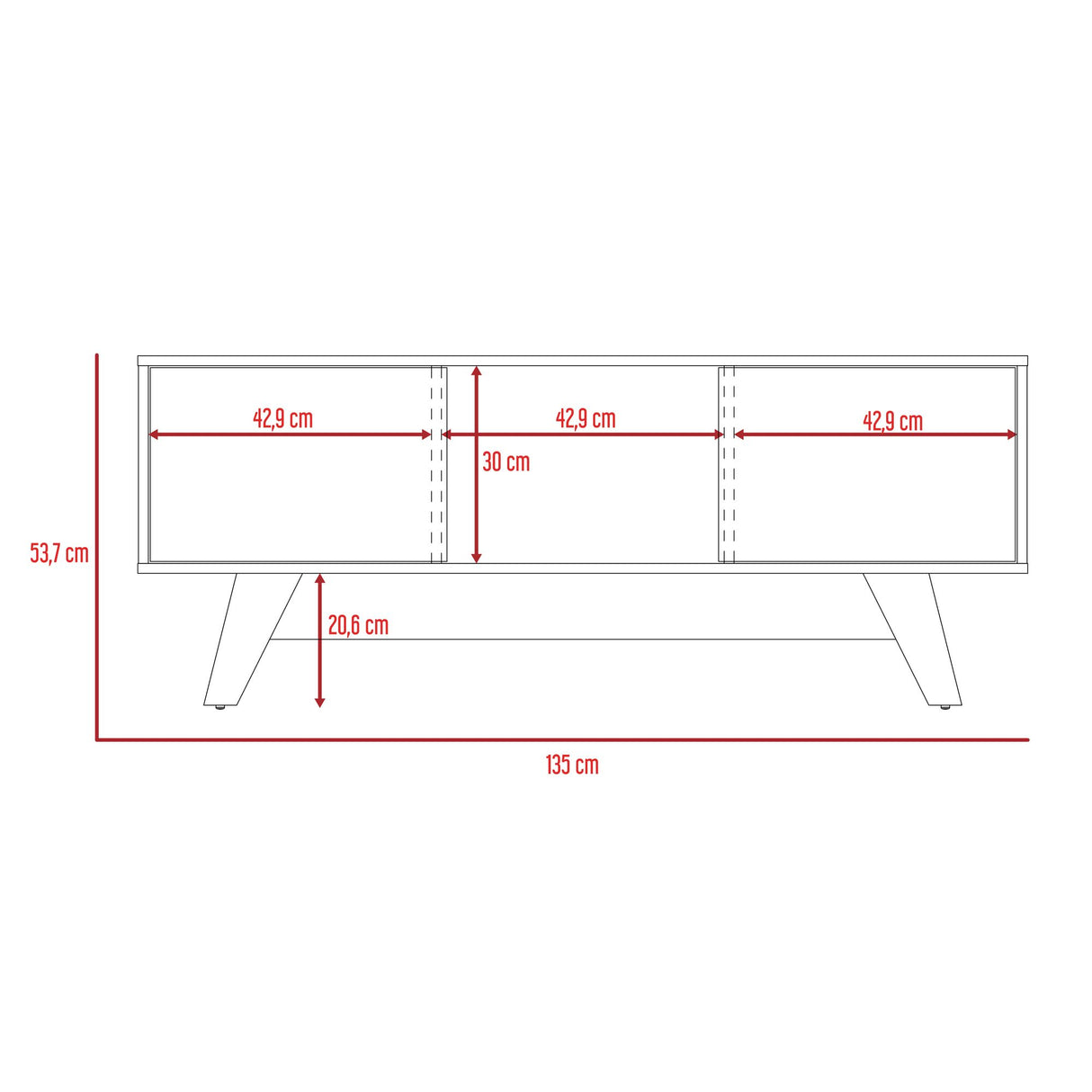 Rack de TV Romero Gales y Blanco 135x53.7cm Para TV Hasta 55 Pulgadas - MUEBLES DE TV | Bylmo