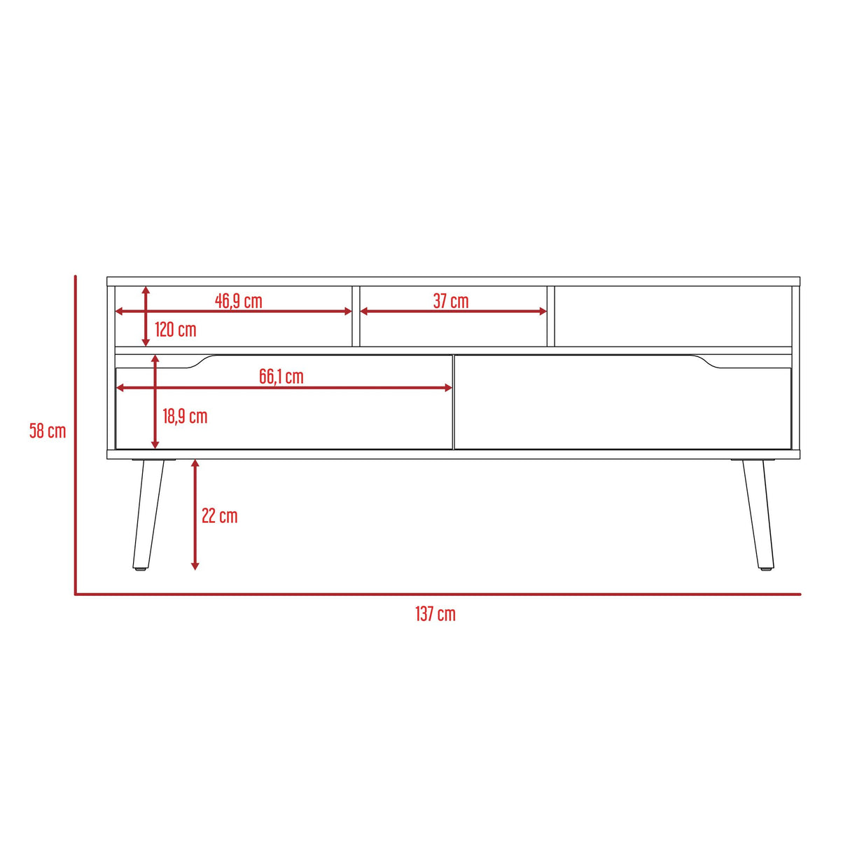 Rack de TV Oslo Bellota y Plomo 117x58cm Para TV Hasta 50 Pulgadas - MUEBLES DE TV | Bylmo