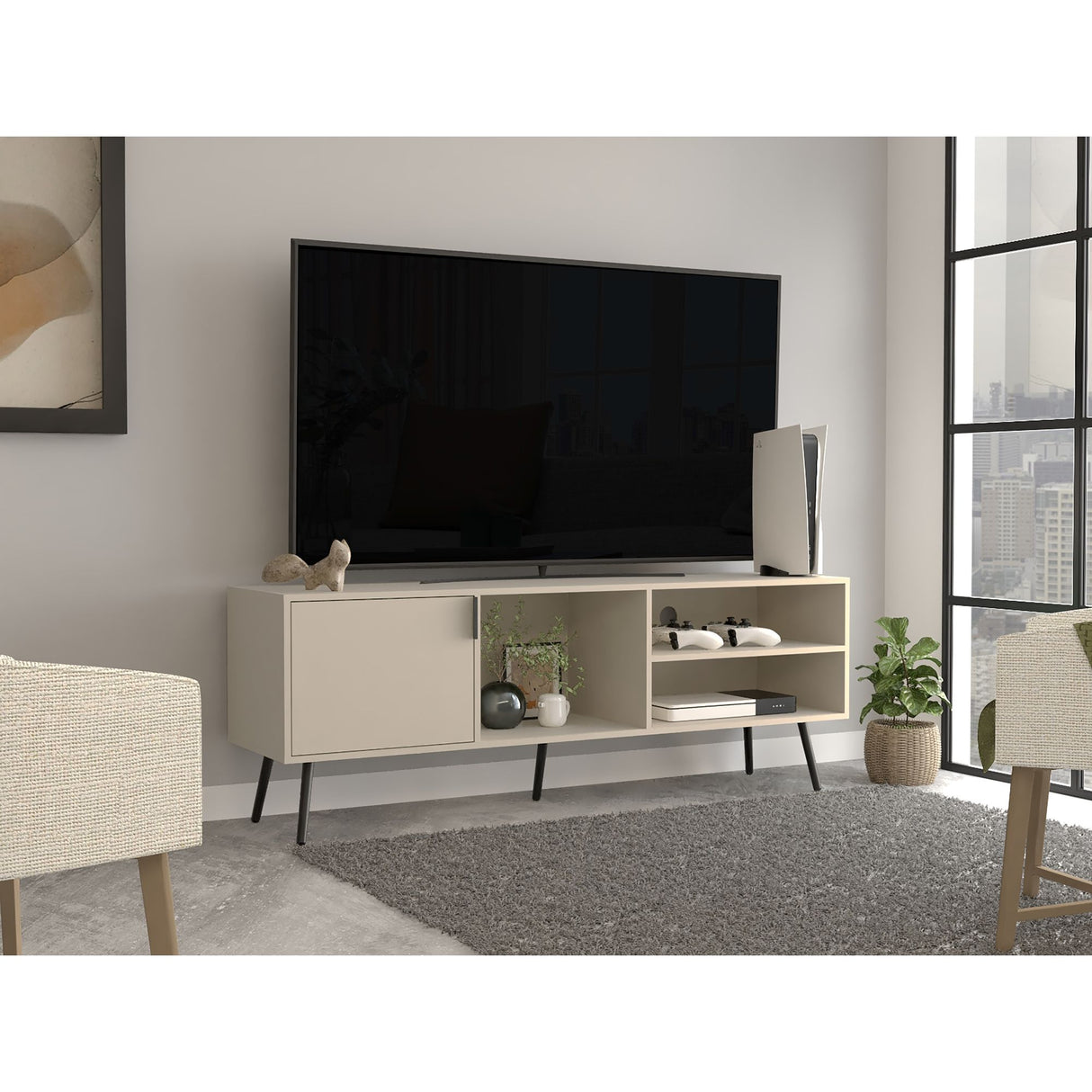 Rack de TV Vulcan Capri 160x58cm Para TV Hasta 65 Pulgadas con Ranuras para Cables - MUEBLES DE TV | Bylmo
