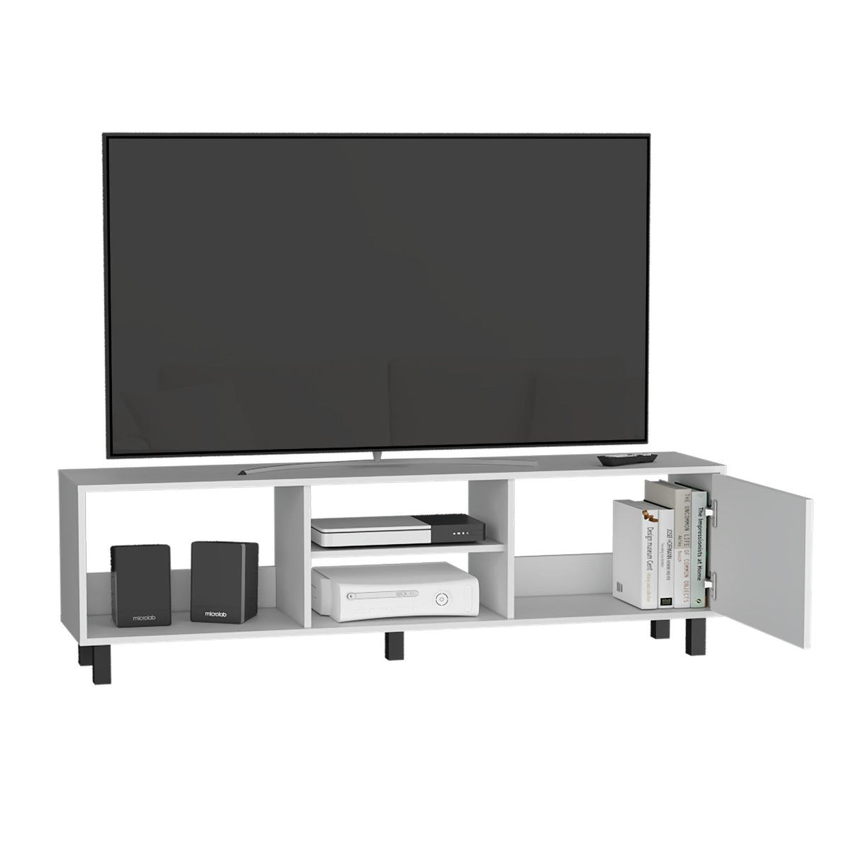 Rack de TV Tunez Plus Blanco 160x47.5cm Para TV Hasta 70 Pulgadas - MUEBLES DE TV | Bylmo