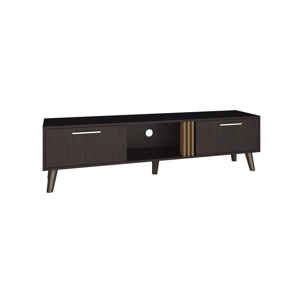 Rack de TV Vance Wengue y Fresno Europeo 160x43cm Para TV Hasta 70 Pulgadas con Ranuras para Cables - MUEBLES DE TV | Bylmo