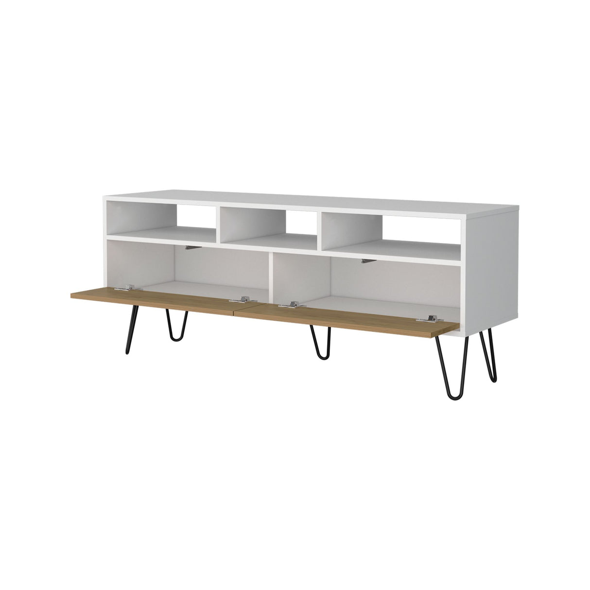Rack de TV Tori Blanco y Fresno Europeo 137x55.4cm Para TV Hasta 60 Pulgadas - MUEBLES DE TV | Bylmo