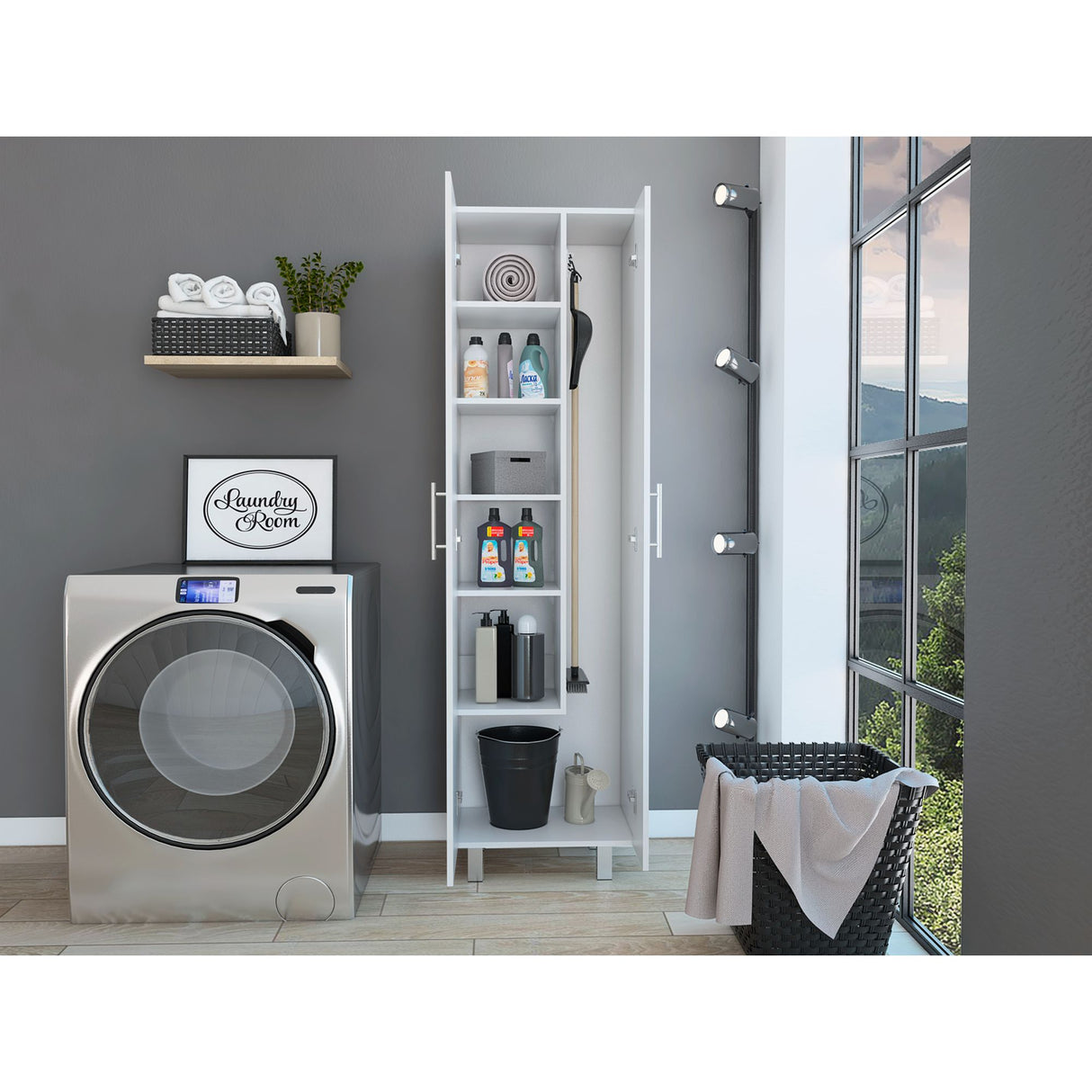 Organizador de Aseo Nala Blanco 51.2x181.2cm con Puerta Batible y con Patas - MUEBLES DE ASEO Y ROPAS | Bylmo