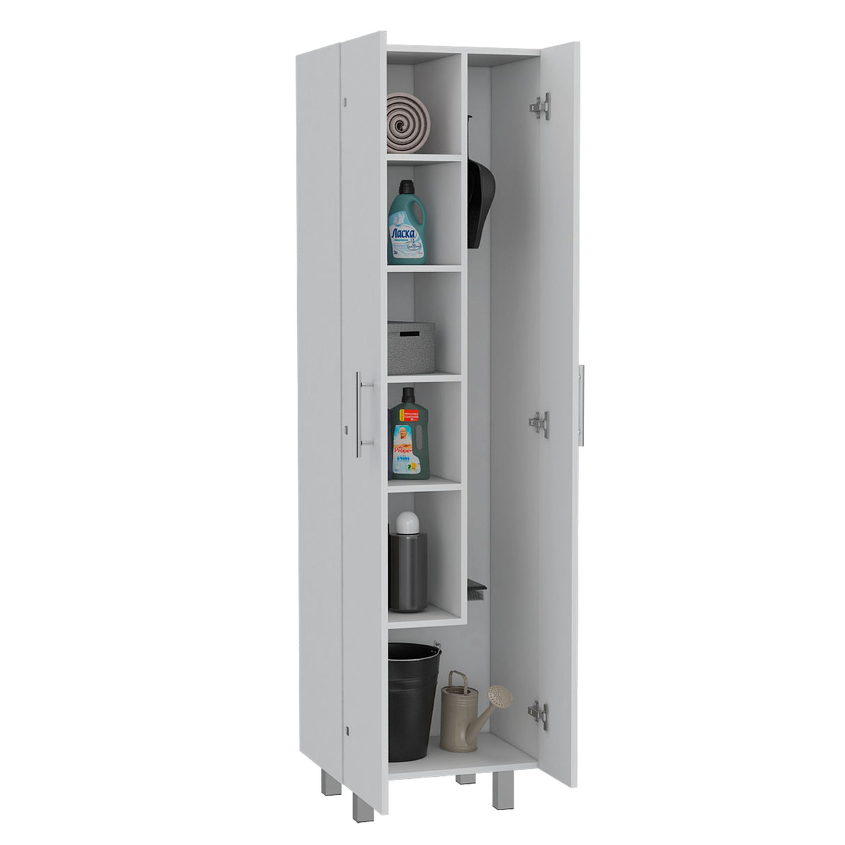 Organizador de Aseo Nala Blanco 51.2x181.2cm con Puerta Batible y con Patas - MUEBLES DE ASEO Y ROPAS | Bylmo