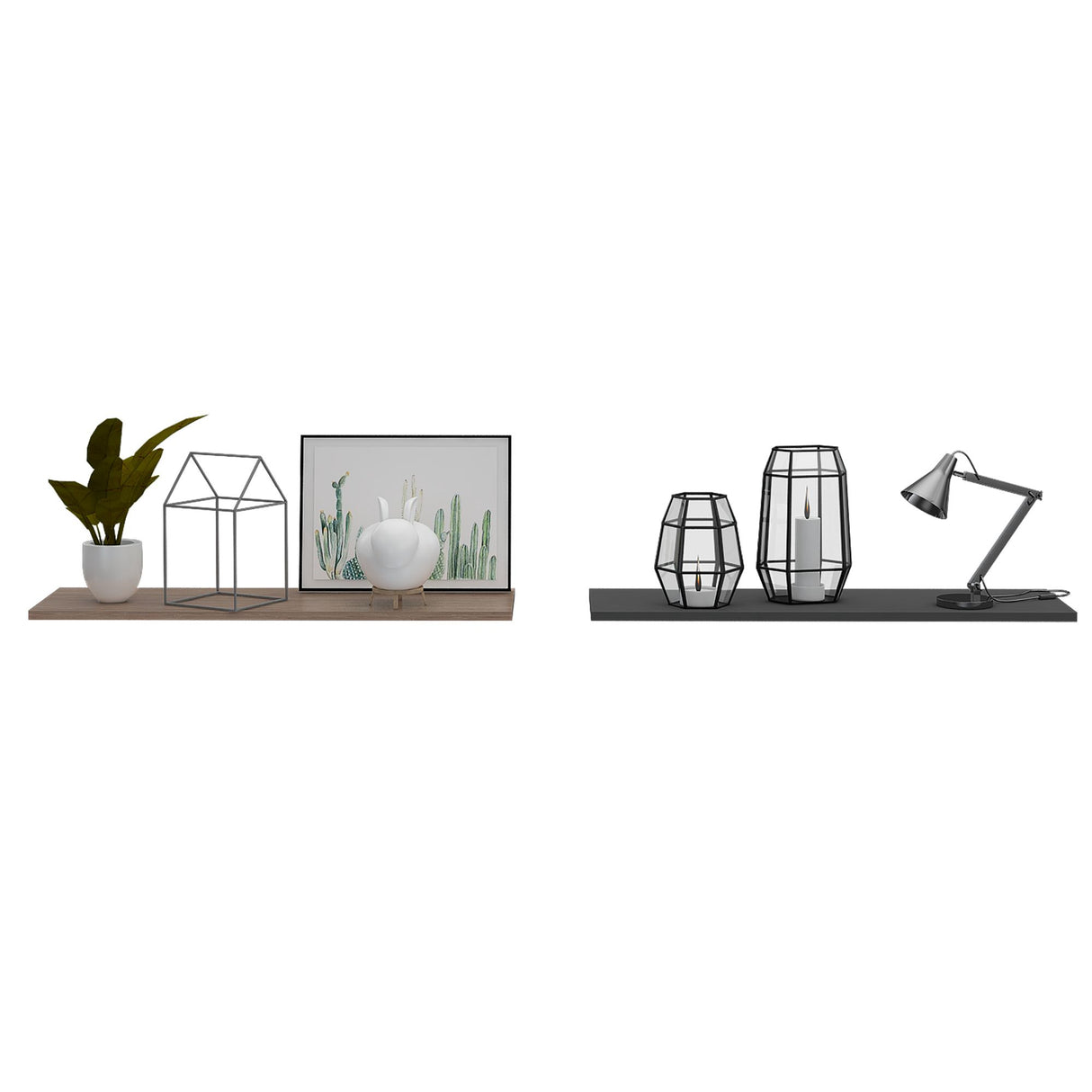 Set de 2 Repisas Flotante Rectangular Wall Miel y Plomo 160x1.5cm - REPISAS | Bylmo